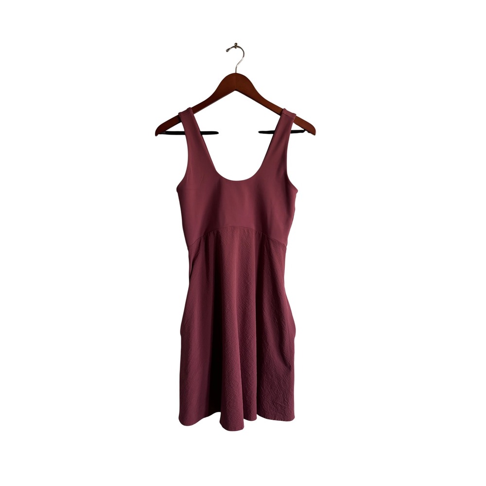 Lole Womens Active Dress Plum Burgundy Scoop Neck Empire Waist Pockets Size XS